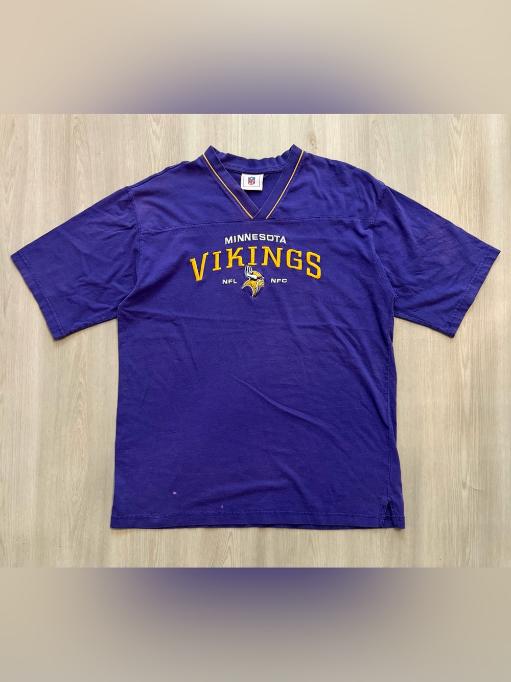 Vintage Minnesota Vikings NFL Embroidered Logo Tee Sz XL *Flaws